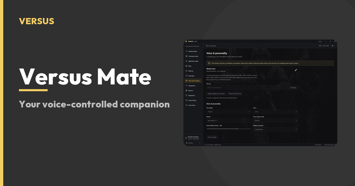 Versus Mate Windows Guide: Hold to Talk, Run Plays, Keep Local Memory