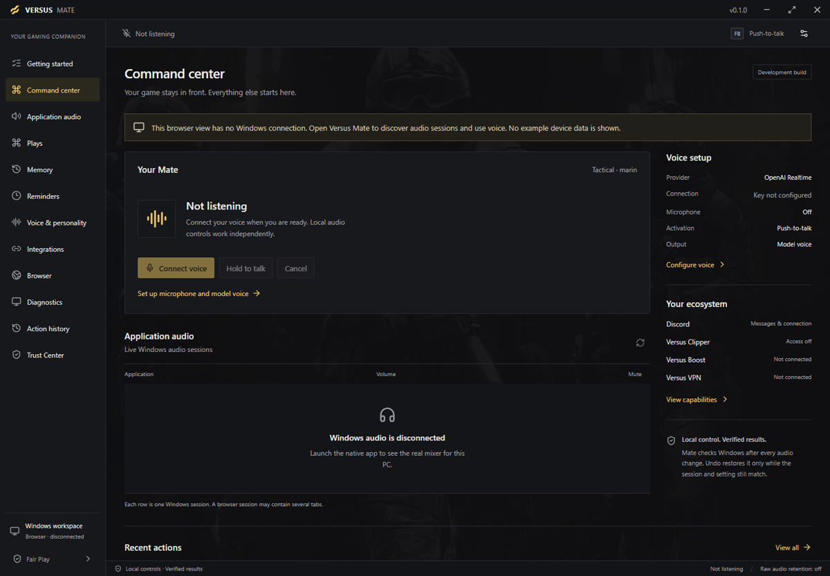 Versus Mate Windows Guide: Application Audio, Refresh Sessions & Undo