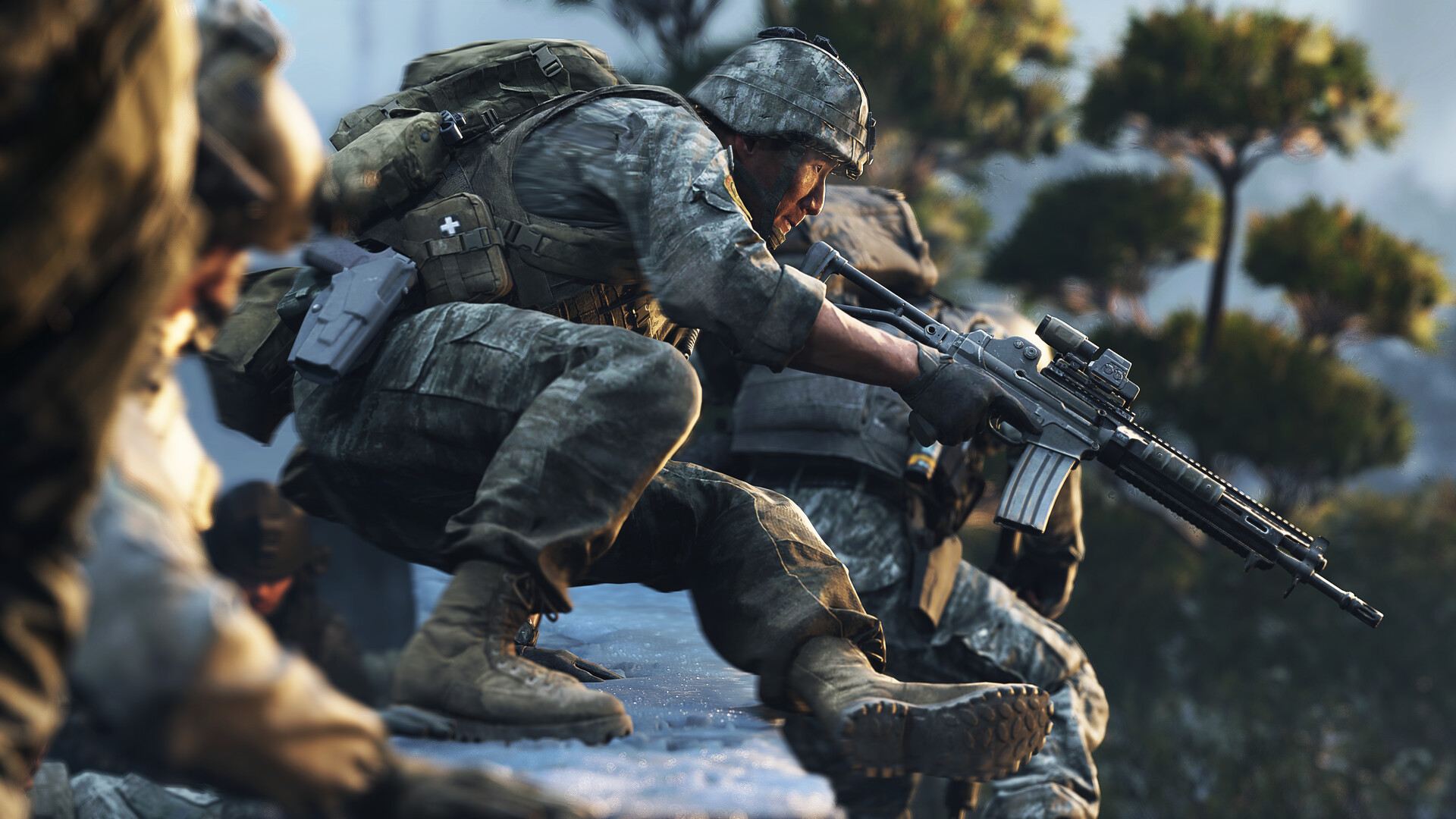 Modern Warfare 4 squad pushing through a street