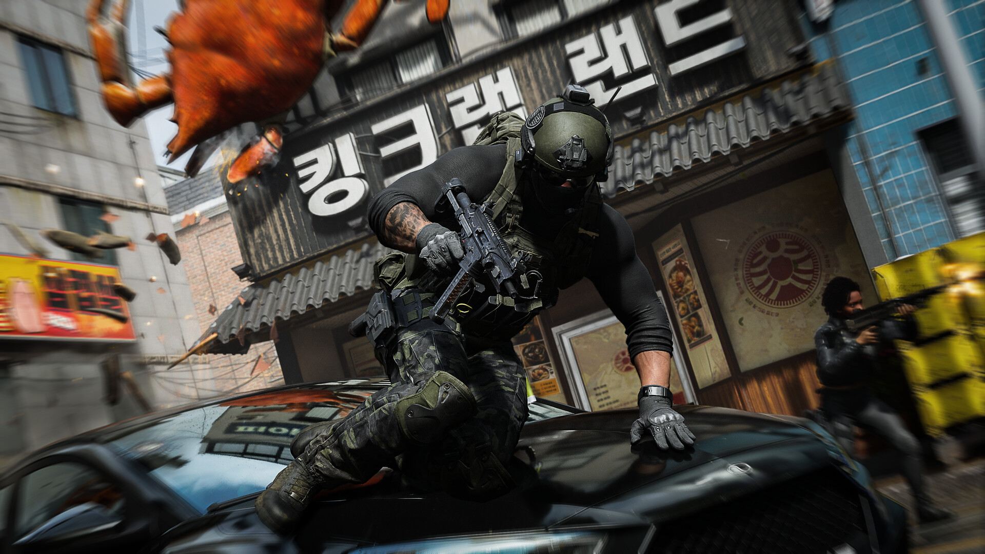 Modern Warfare 4 operator on a city street